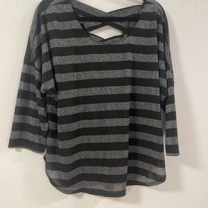 Striped Black and Gray Women's Top
